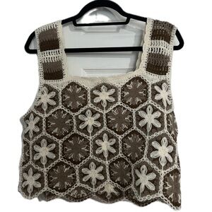 Brown Crochet Crop Top